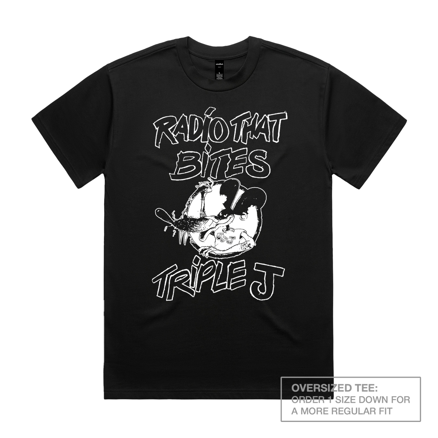 50 YEARS: Radio That Bites Oversized Heavy Tee Black
