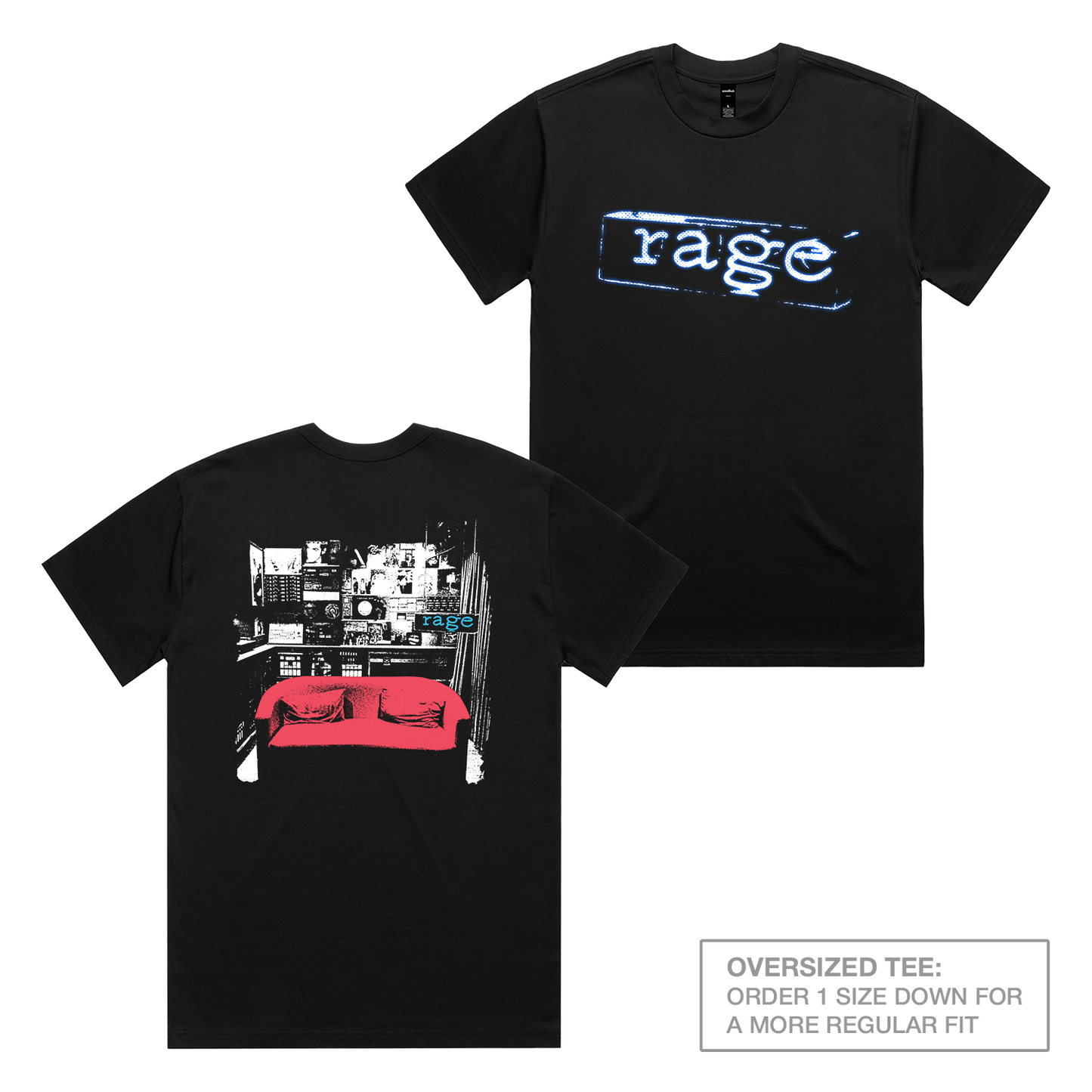 Rage Blue Lightbox Oversized Heavy Tee Black