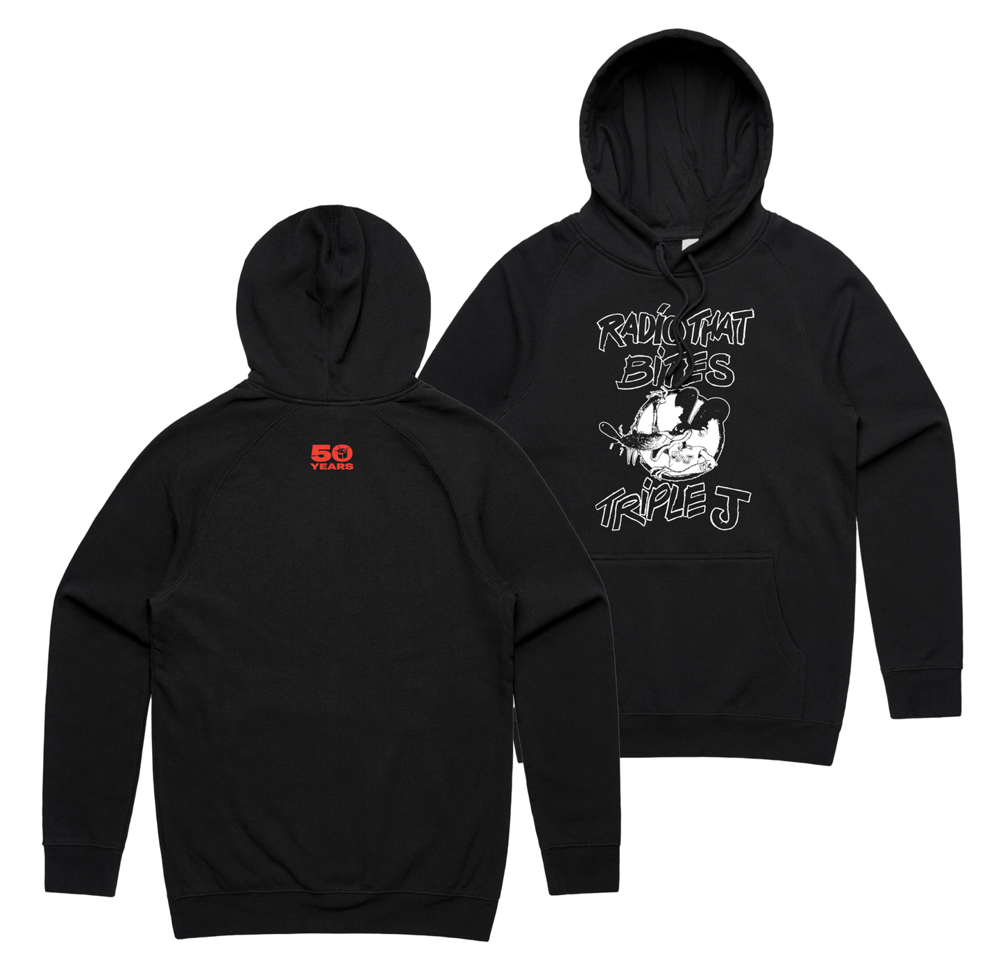 50 YEARS: Radio That Bites Hoodie Black