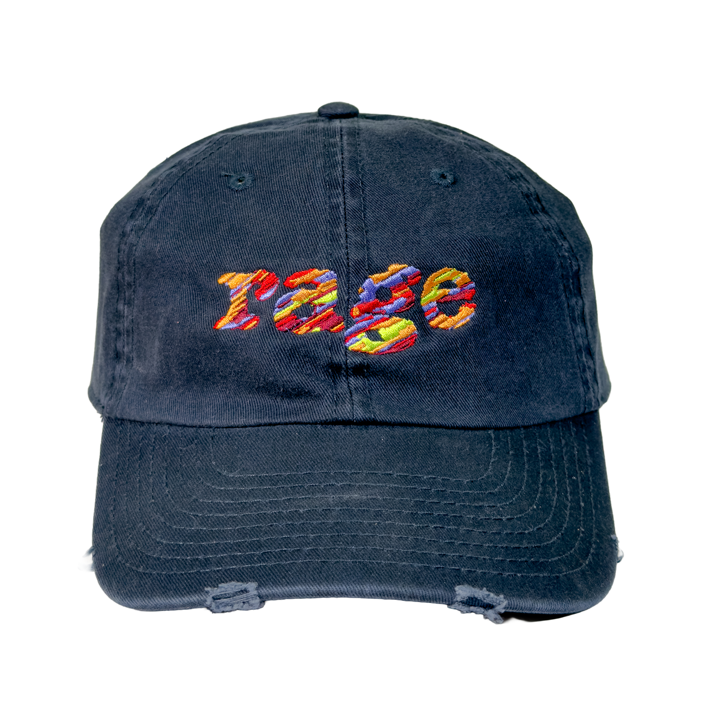 Rage Vintage, Embroidered Logo Distressed Navy Dad Cap