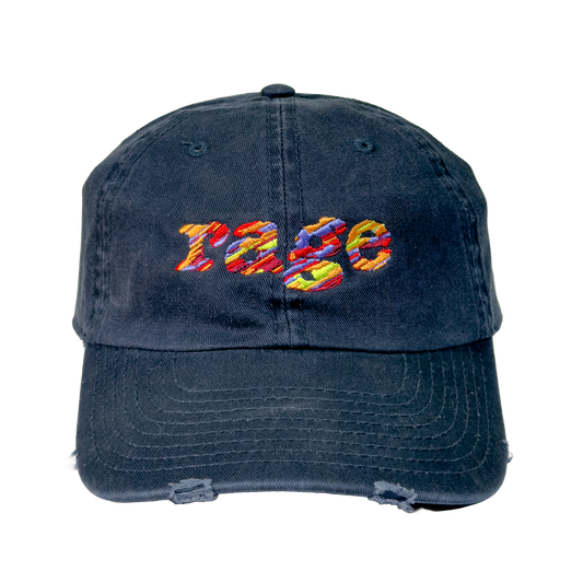 Rage Vintage, Embroidered Logo Distressed Navy Dad Cap