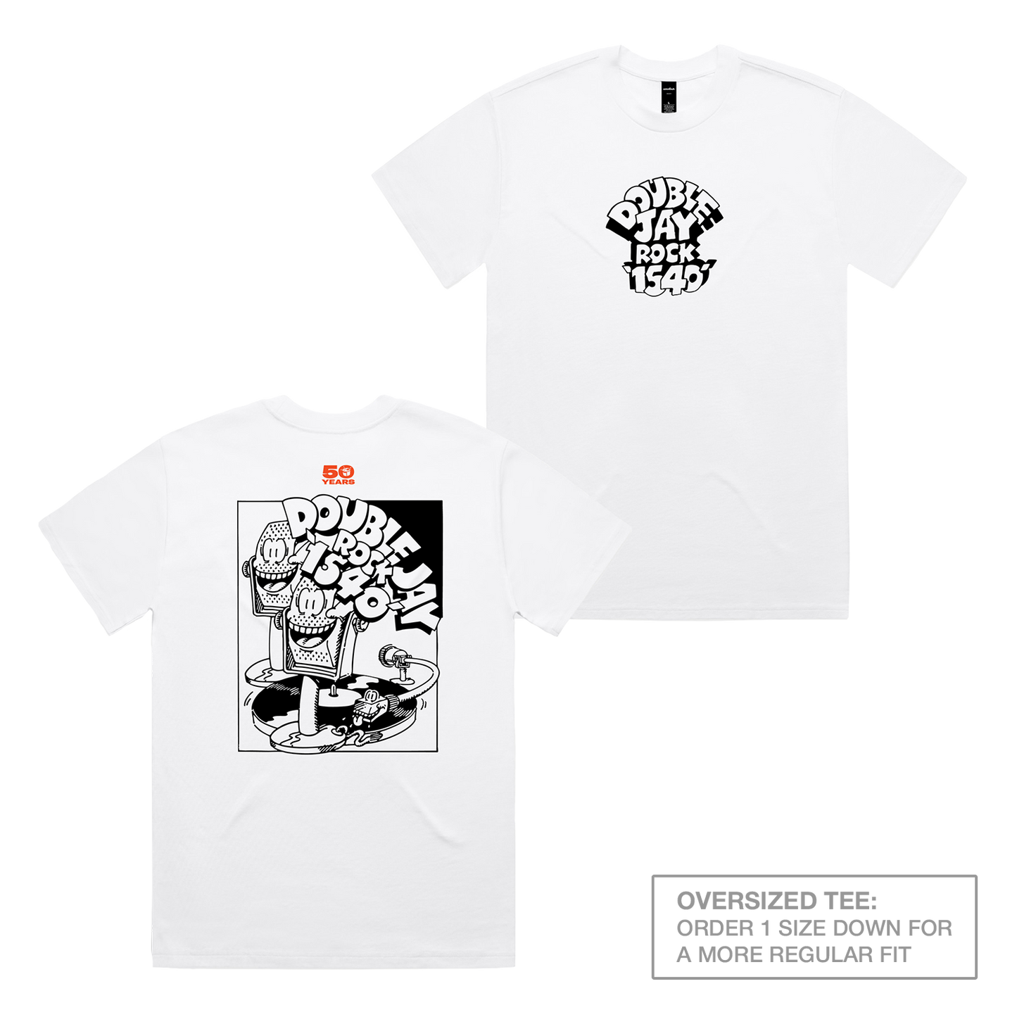 50 YEARS: Double Jay Oversized Heavy Tee White