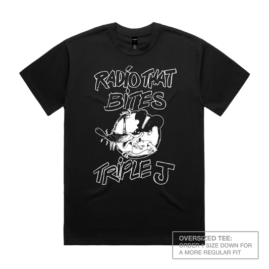 50 YEARS: Radio That Bites Oversized Heavy Tee Black