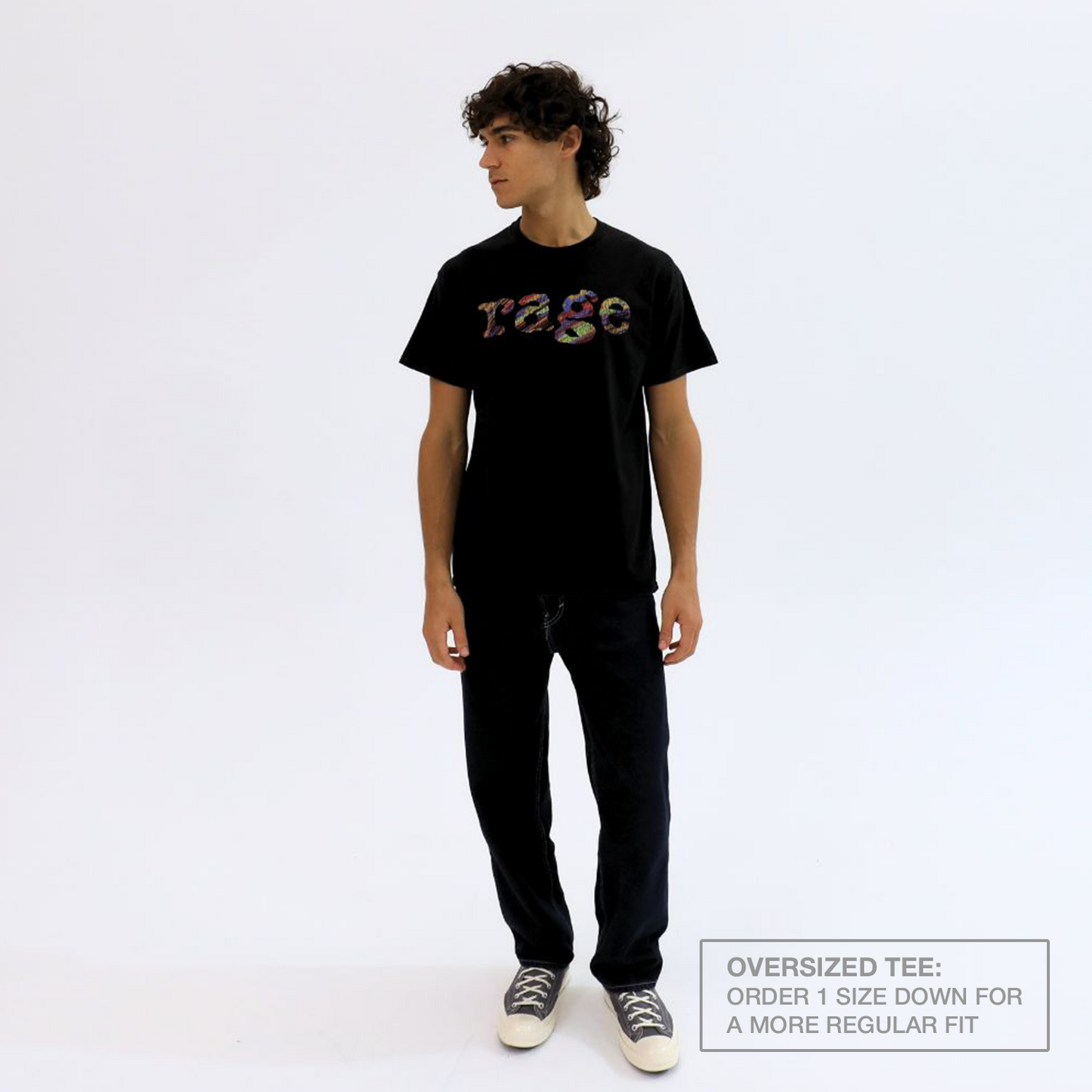 Rage Vintage Logo Oversized Heavy Tee Black