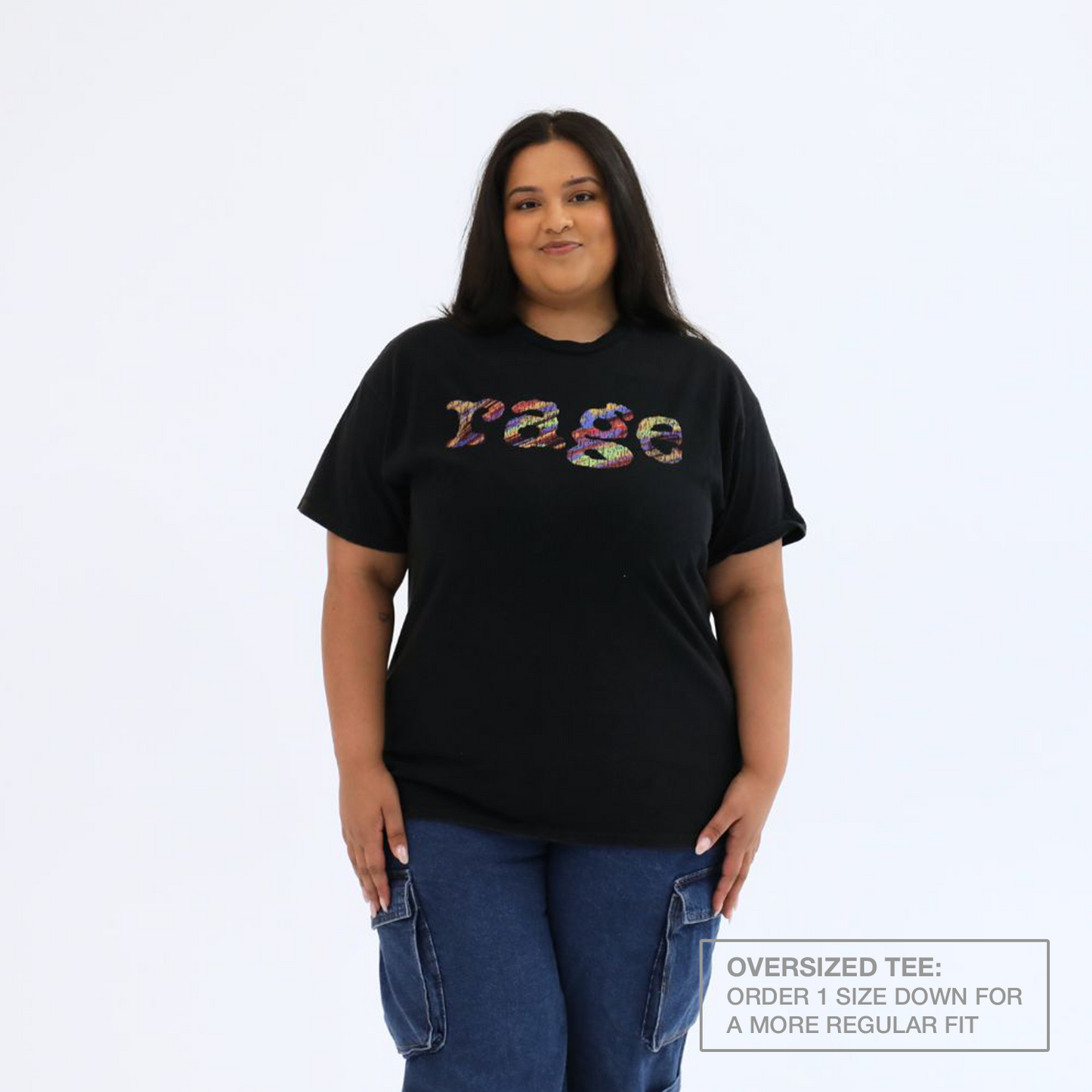 Rage Vintage Logo Oversized Heavy Tee Black